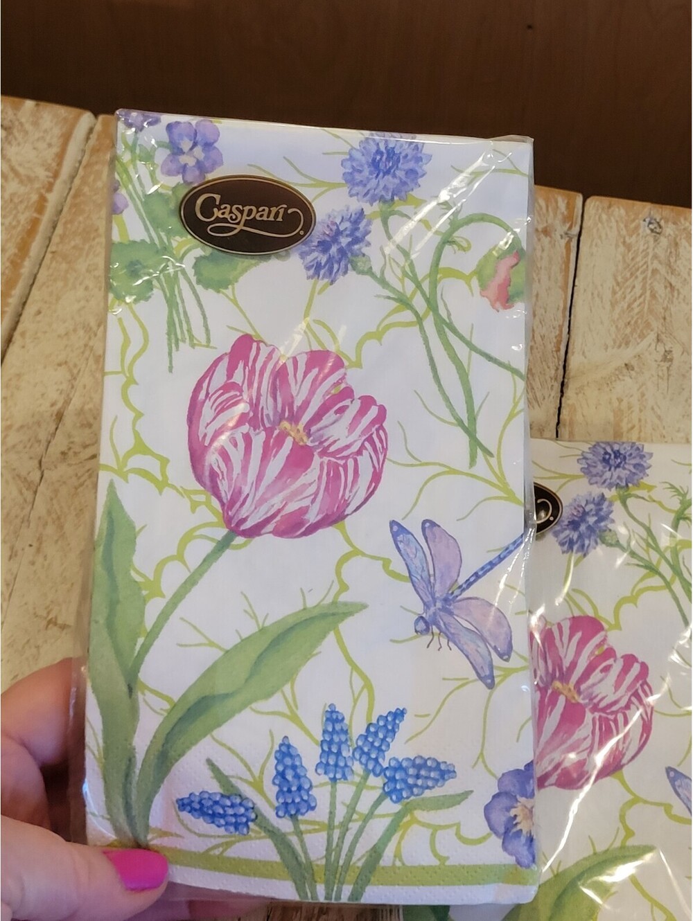 2 Packs Floral Majolica Guest Hand Towel Caspari SKU: 18410G Napkin Bathroom